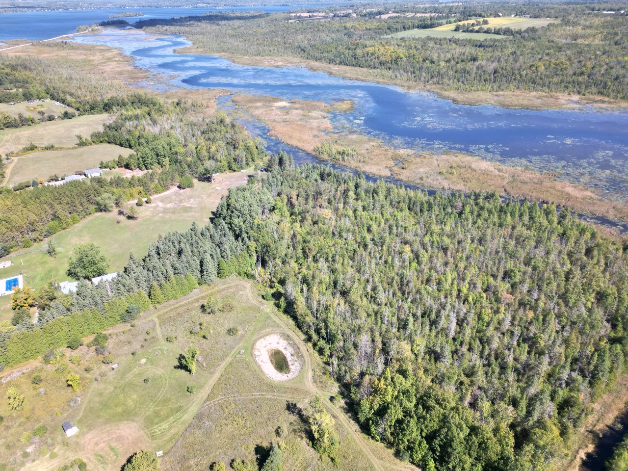 Aerial view of the farm property
